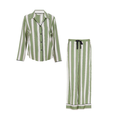 Nancy Sage Green Stripe Pyjama Set