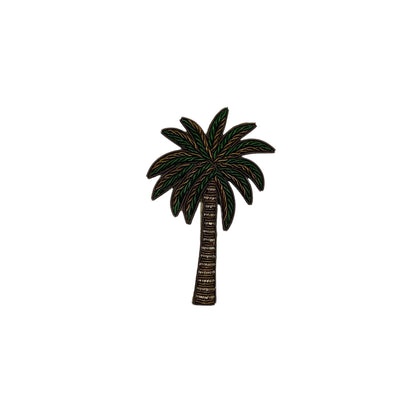 Sand palm make-up bag & green palm pin - recycled velvet