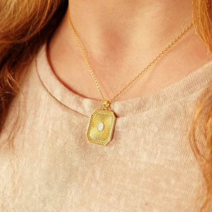 Opal Sunburst Charm Necklace