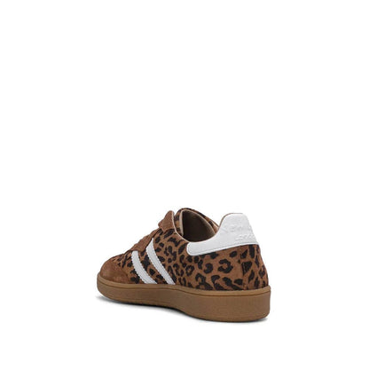 Leather Leopard Print Lace Up Trainer