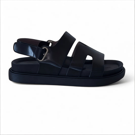 Black Sling Back Footbed Sandal