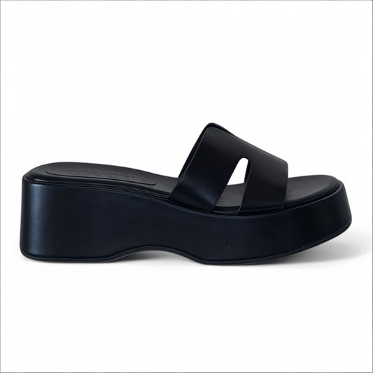 Black Flatform Wedge Mule