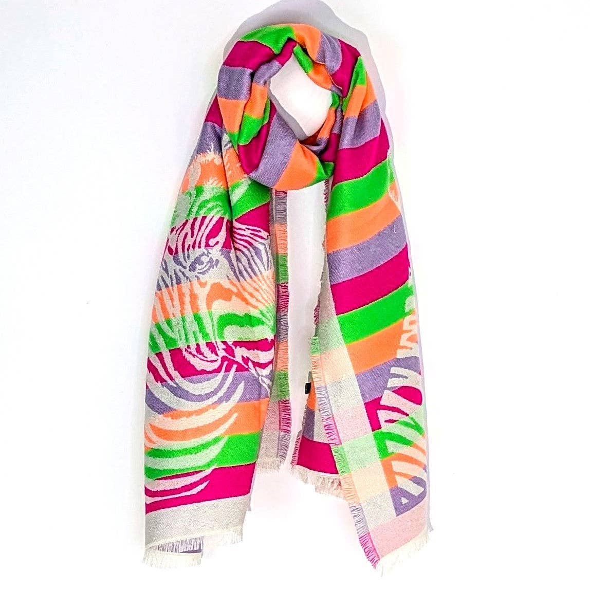 Neon Stripe Zebra Scarf