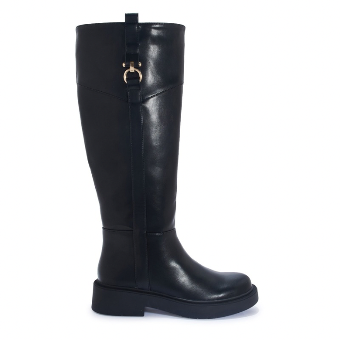 Black Knee High Boot with Gold Detail