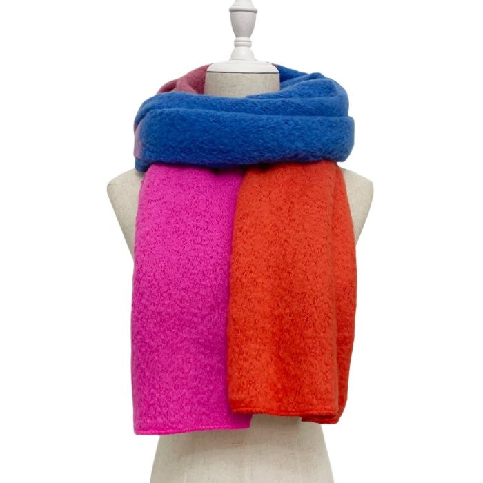 Bright Colour Block Wool Blanket Scarf