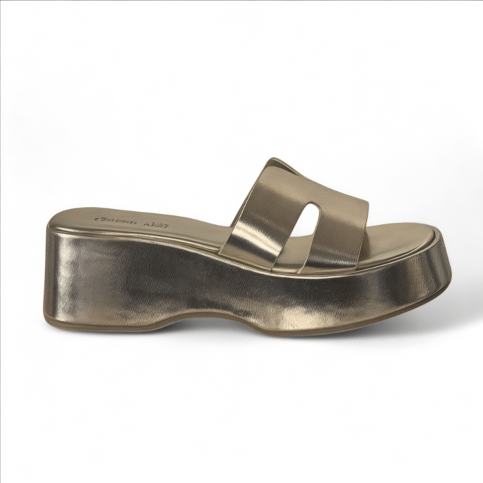 Gold Wedge Mule