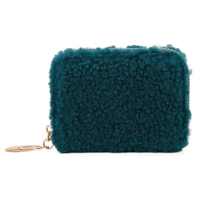 Teal Faux Fur Small Purse