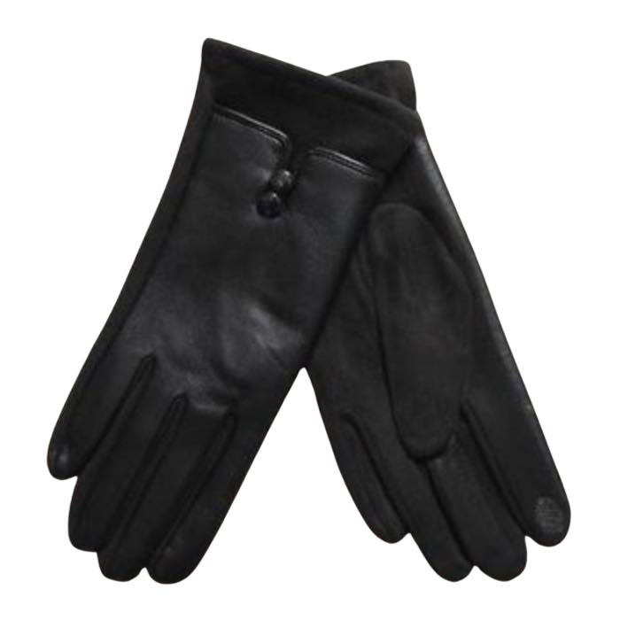 Black Faux Leather/Suede Gloves