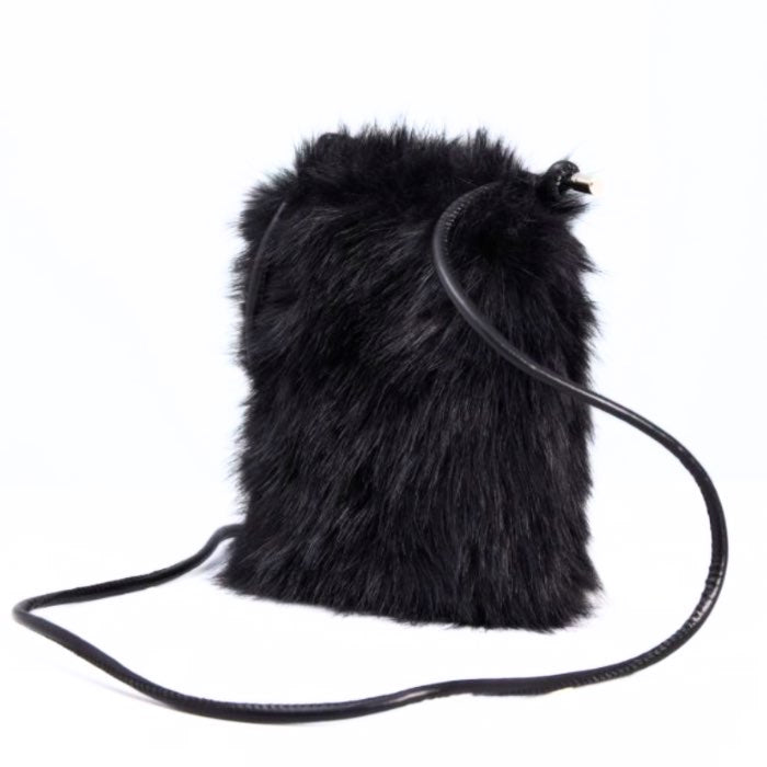 Black Small Faux Fur Cross Body Bag