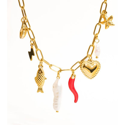 Fish Charm Necklace 18K Gold Non-Tarnish