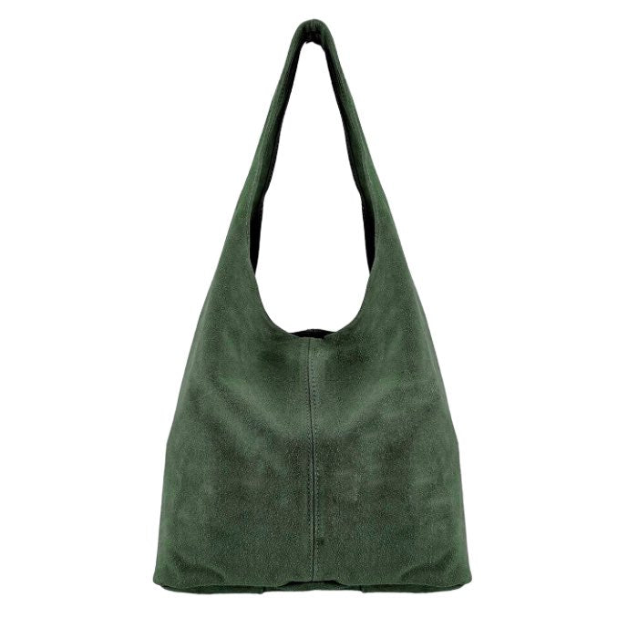 Forest Green Suede Hobo Bag