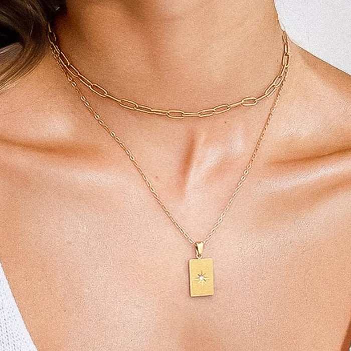 Layered Astro Chain Necklace 18K Gold Non-Tarnish