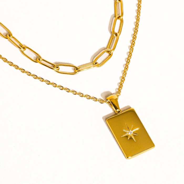 Layered Astro Chain Necklace 18K Gold Non-Tarnish