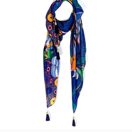 Blue print light weight scarf