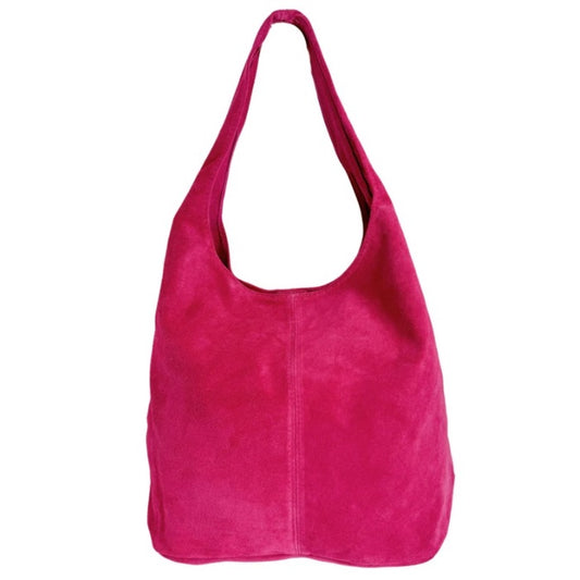 Pink Suede Hobo Bag