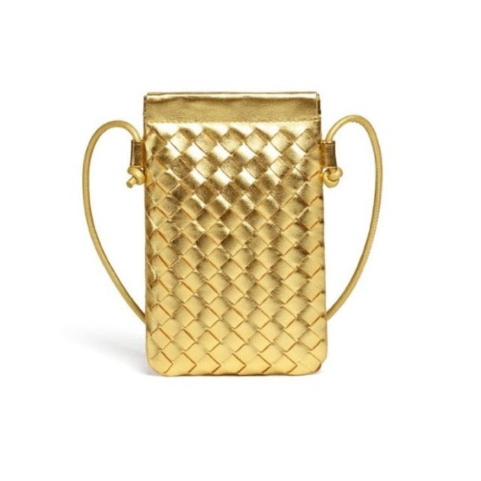 Metallic Weave Mini Bag - Gold