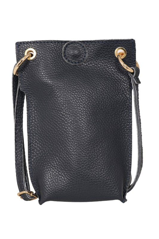 Navy Blue Italian Leather Crossbody Phone Pouch