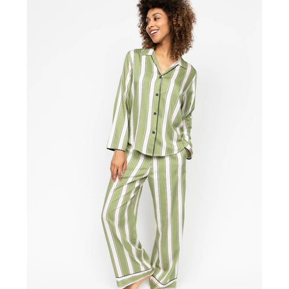 Nancy Sage Green Stripe Pyjama Set