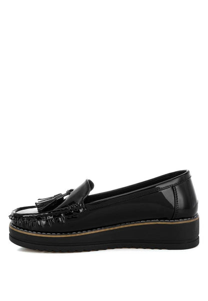 Black Tassel Detail Flatform Loafers