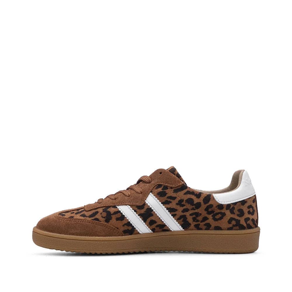 Leather Leopard Print Lace Up Trainer