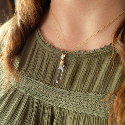 Raw Quartz Crystal Gemstone Necklace