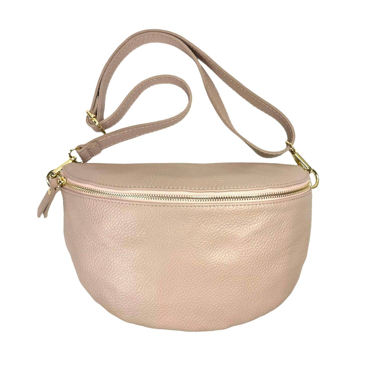 Blush Large Italian Leather Cross Body Bag